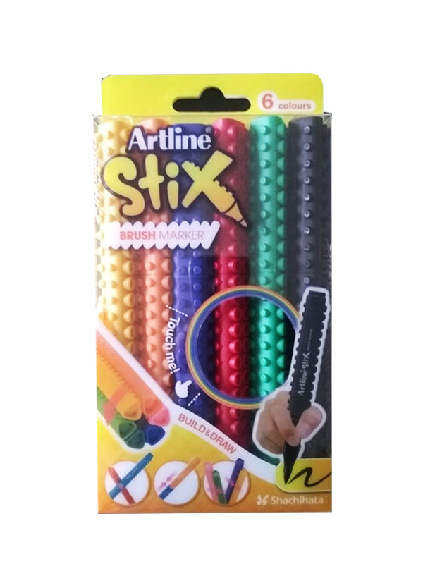 Marcador Artline Stix Brush 6 Colores