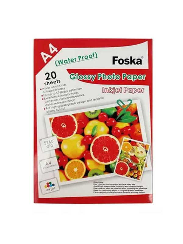 Papel Fotografico A4 Foska Brillante 180g Paq.x20