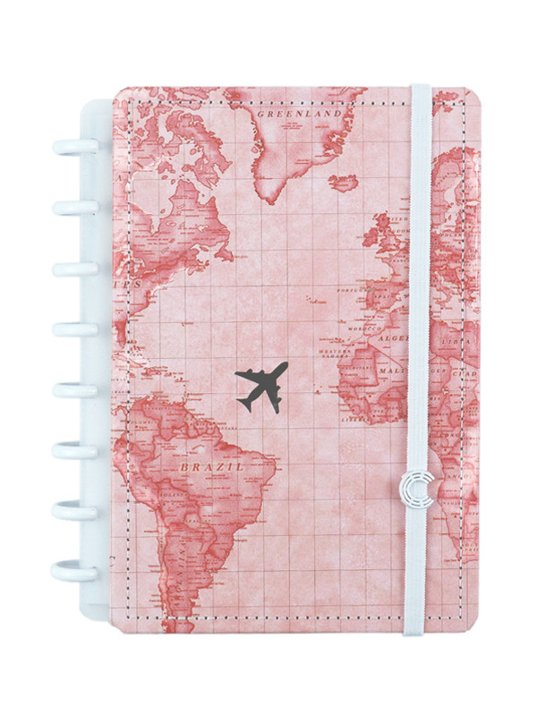 Cuaderno CI by Gocase MAPA Mundi Rosa - Grande